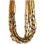 beige beads necklaces steel charm multiple strand